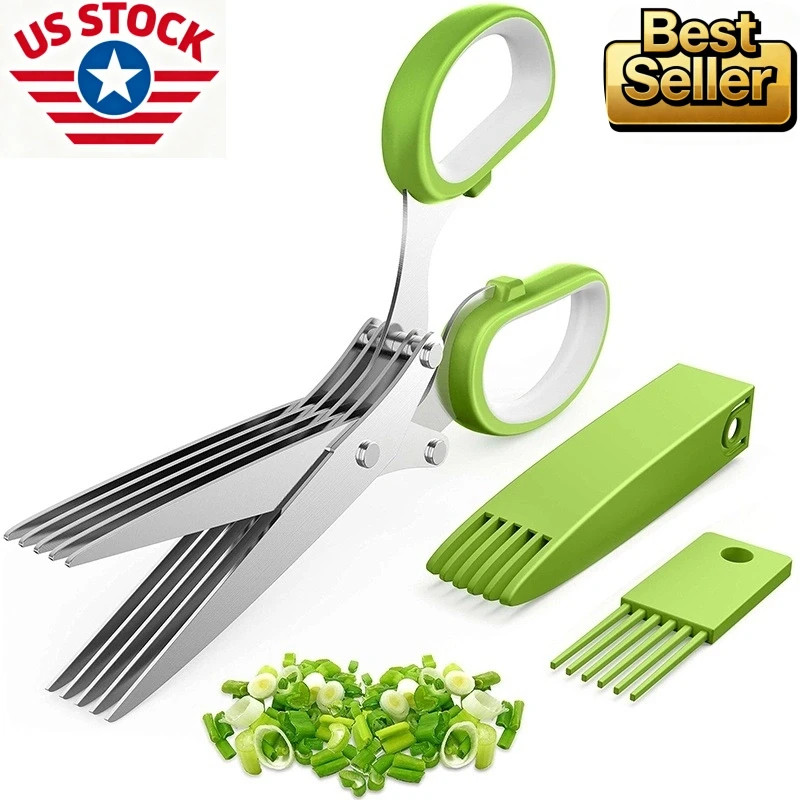 Professional Shredding Scissors Sharp Herb Stainless Steel 5 Blade Kitchen Tool