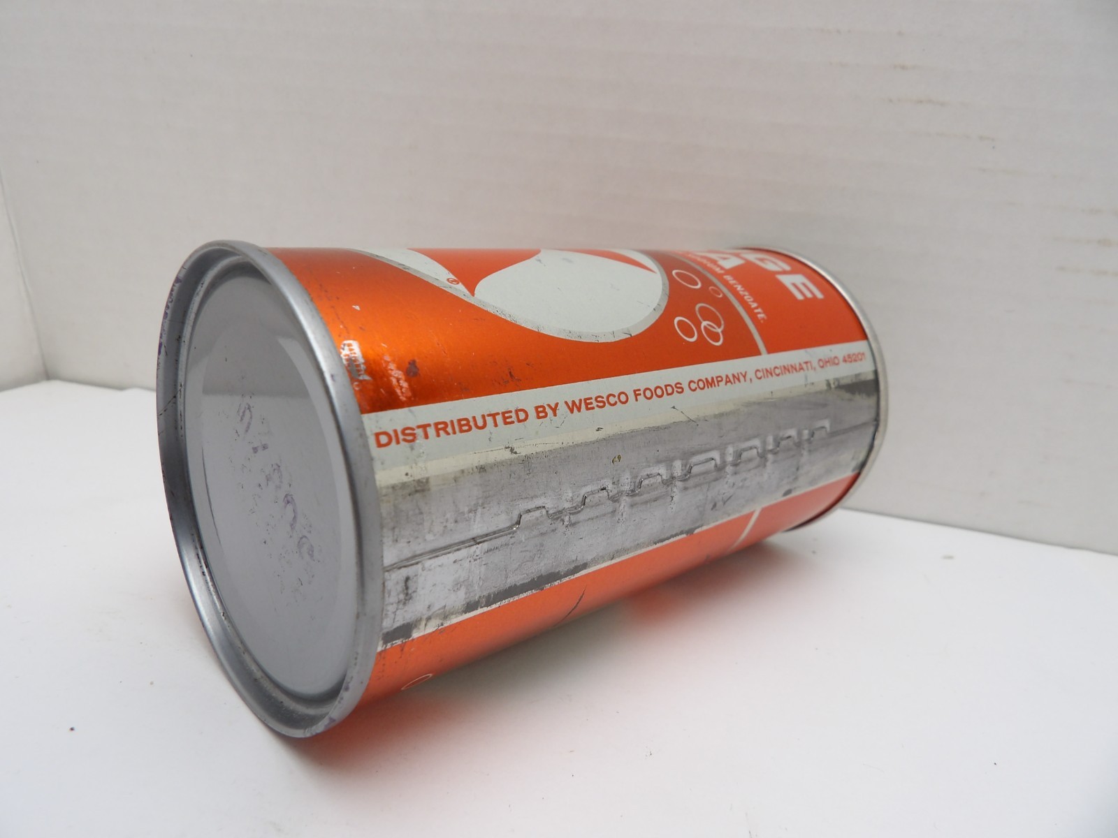 BIG K ORANGE STRAIGHT STEEL FAN TAB SODA POP CAN CINCINNATI OHIO 45201