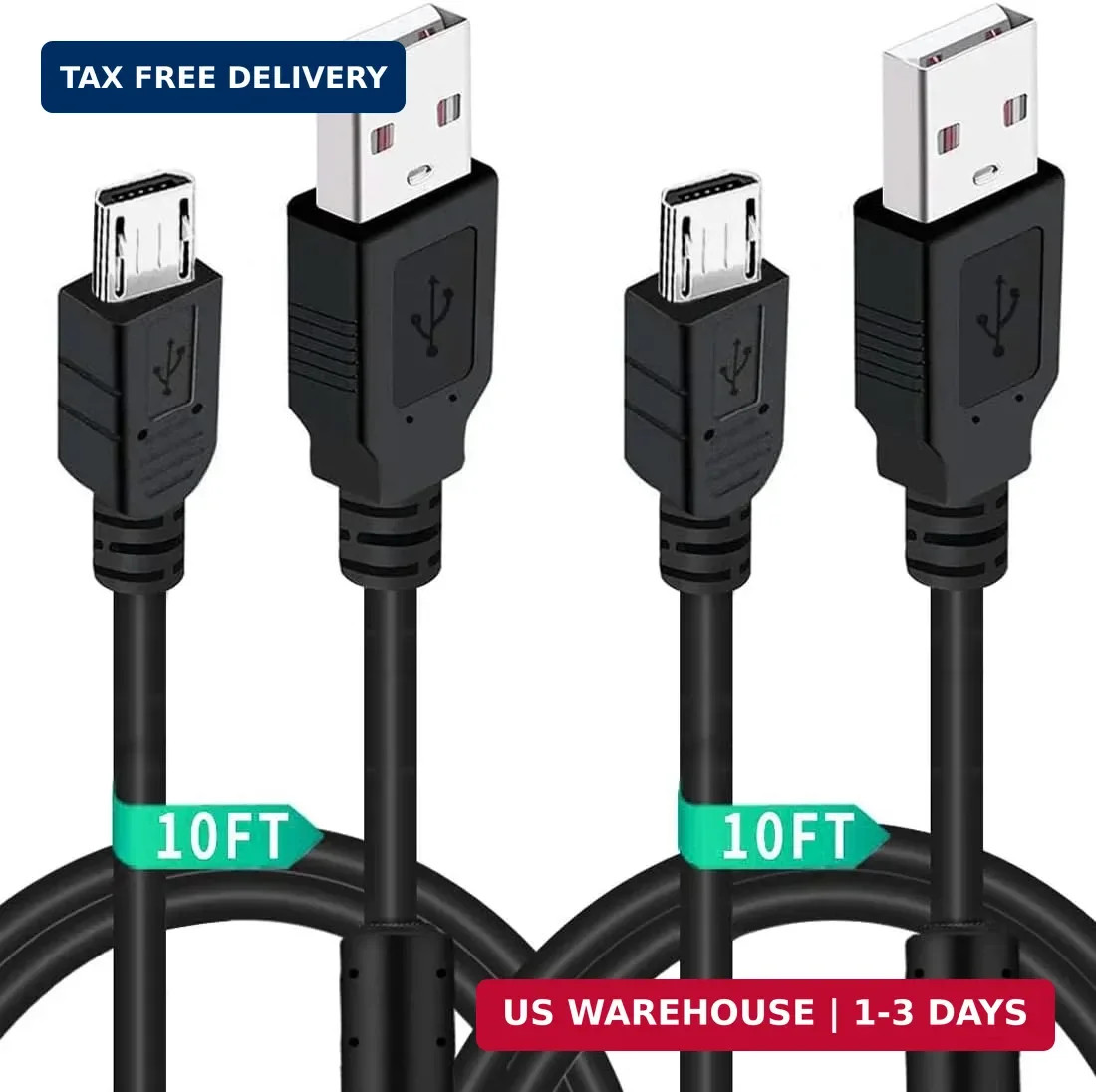 2 Pack 10FT PS4 Controller Charger Charging Cable with Magnetic Ring Compatible