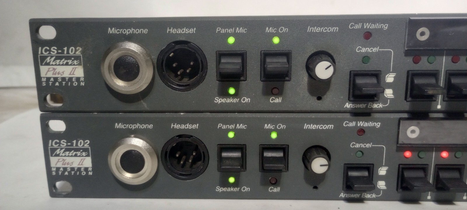 Two Clean Working Clear-Com ICS-102 Matrix Plus II Master Stations w/ AC Adapt.
