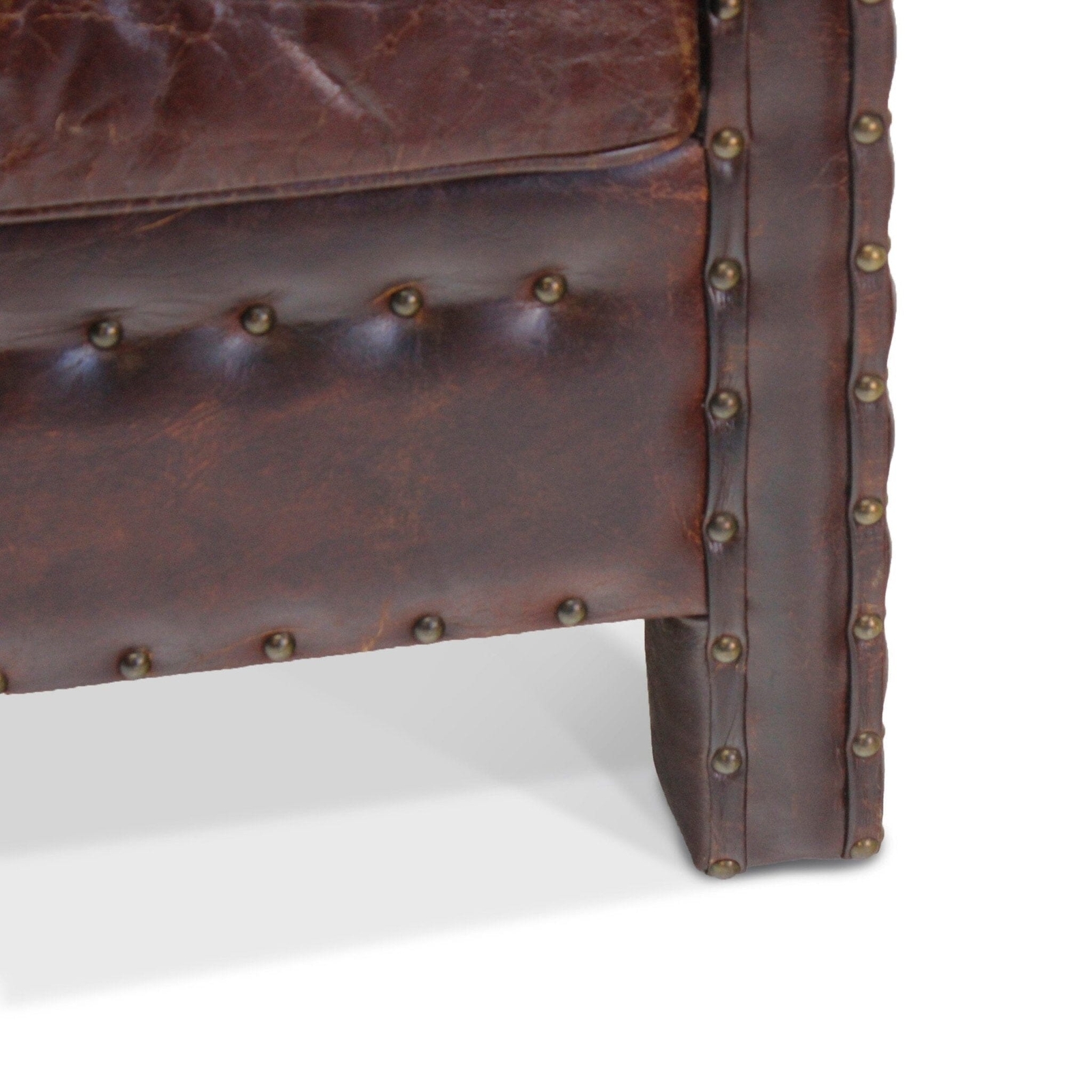 Club Armchair Distressed Genuine Leather Accent Chair - Rustic Brown