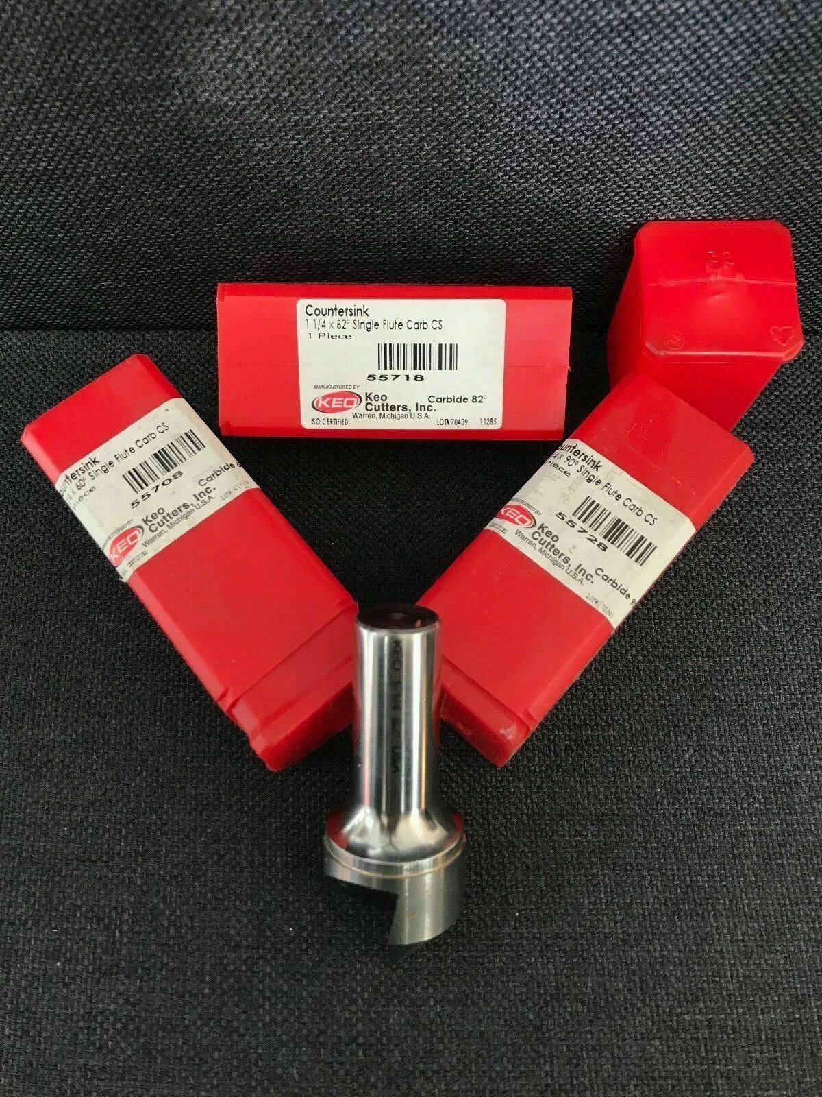 ONE (1) NEW KEO Single Flute Countersink, Carbide 1-1/4", 60°, 1FLT, 3/4" 55708