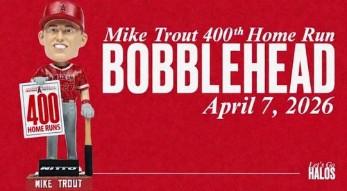 2026 Mike Trout  400 Home Run Bobblehead Anaheim Angels 4/7/26 SGA