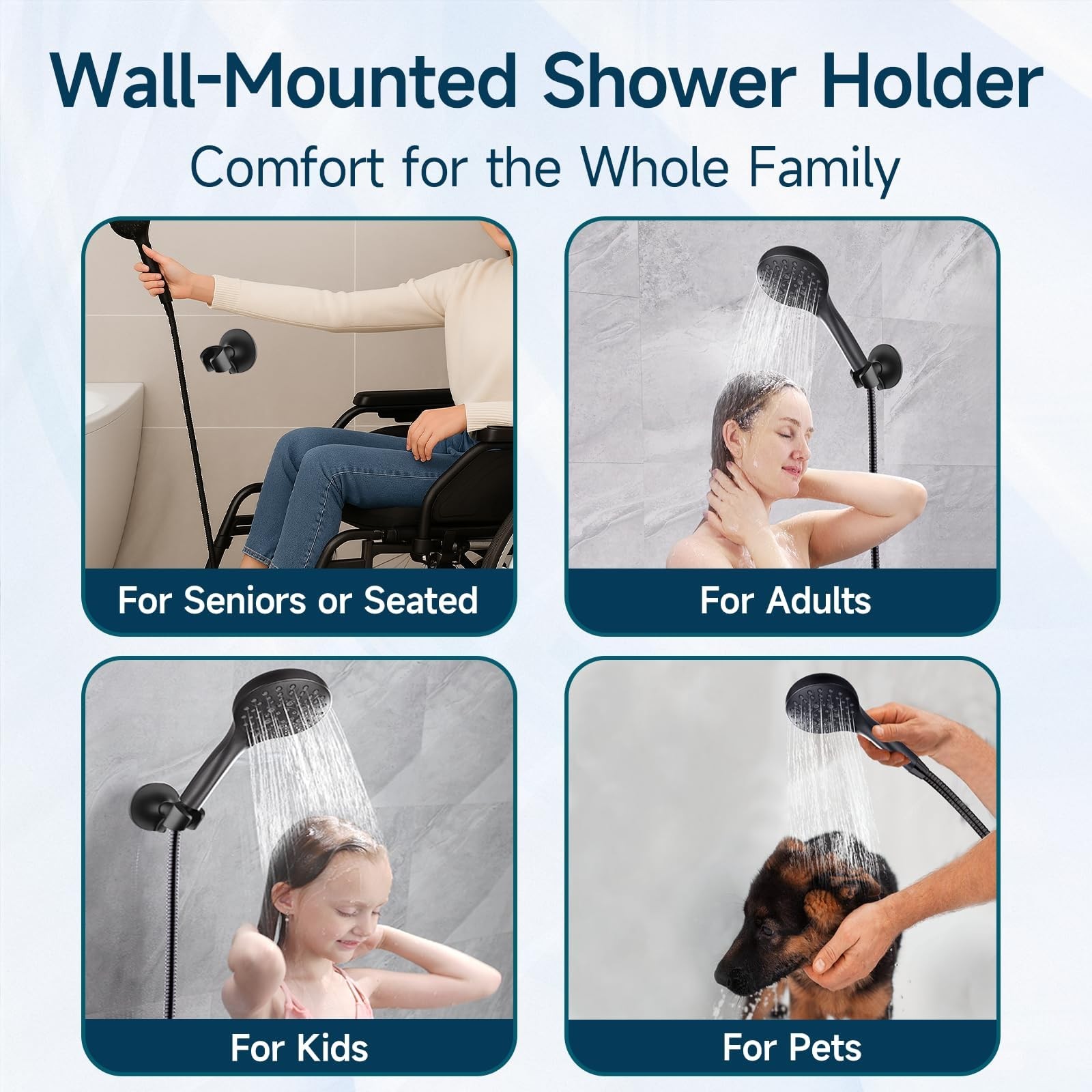 Strong Adhesive Shower Head Holder with Dual Angle Adjustable, Wall Mounted H...