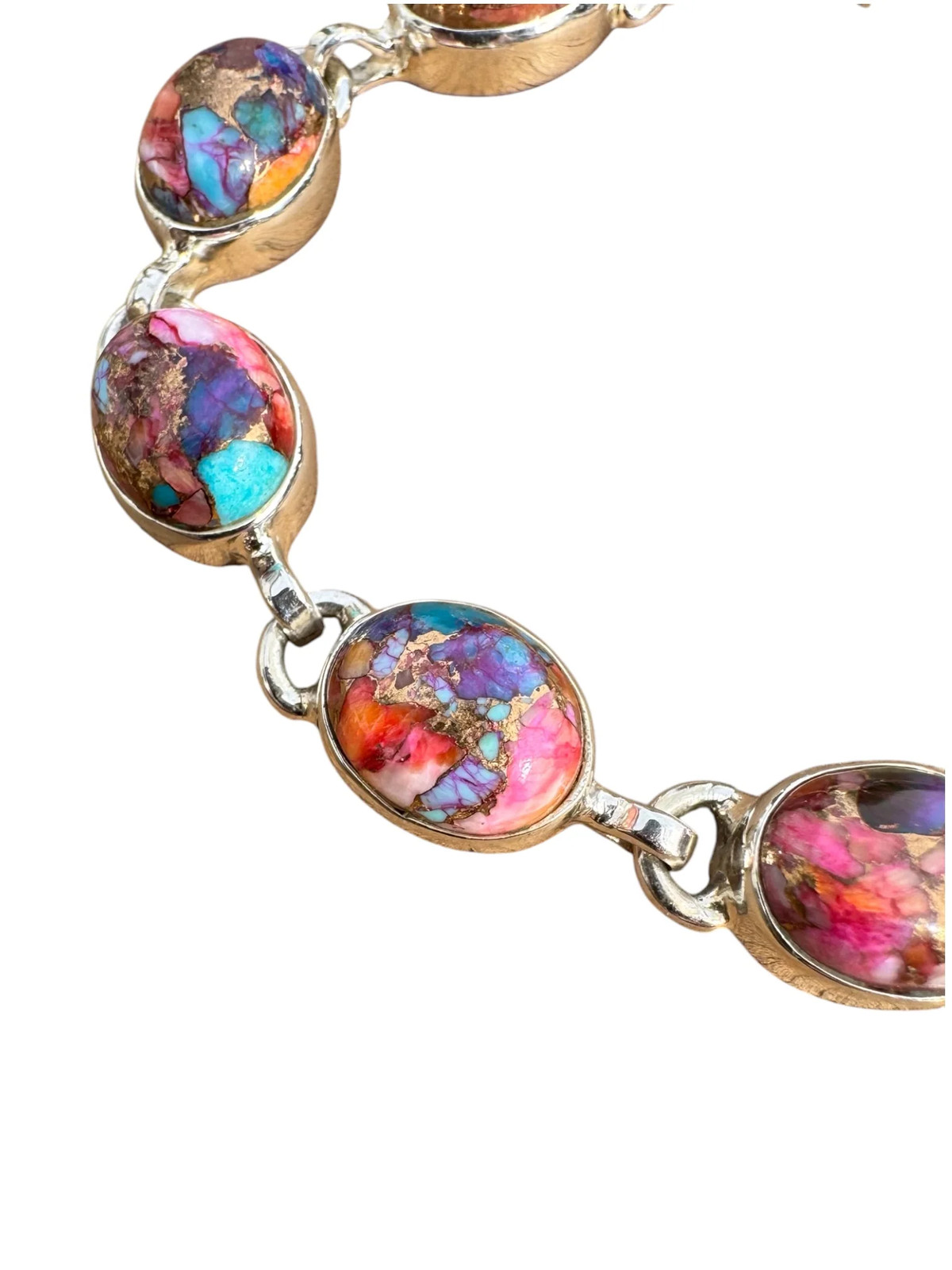 Kingman Pink Dahlia Turquoise Solid 925 Sterling Silver Bracelet