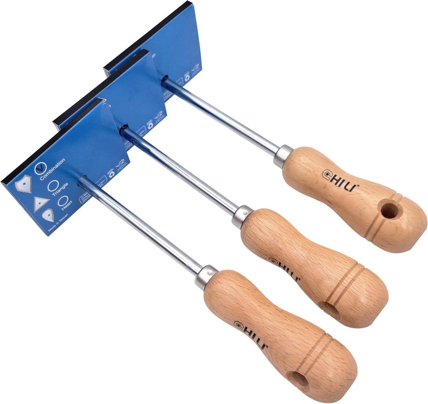 TOOLS 3PC. Stainless Steel Shave Hook Scraper Set With Wooden Handle