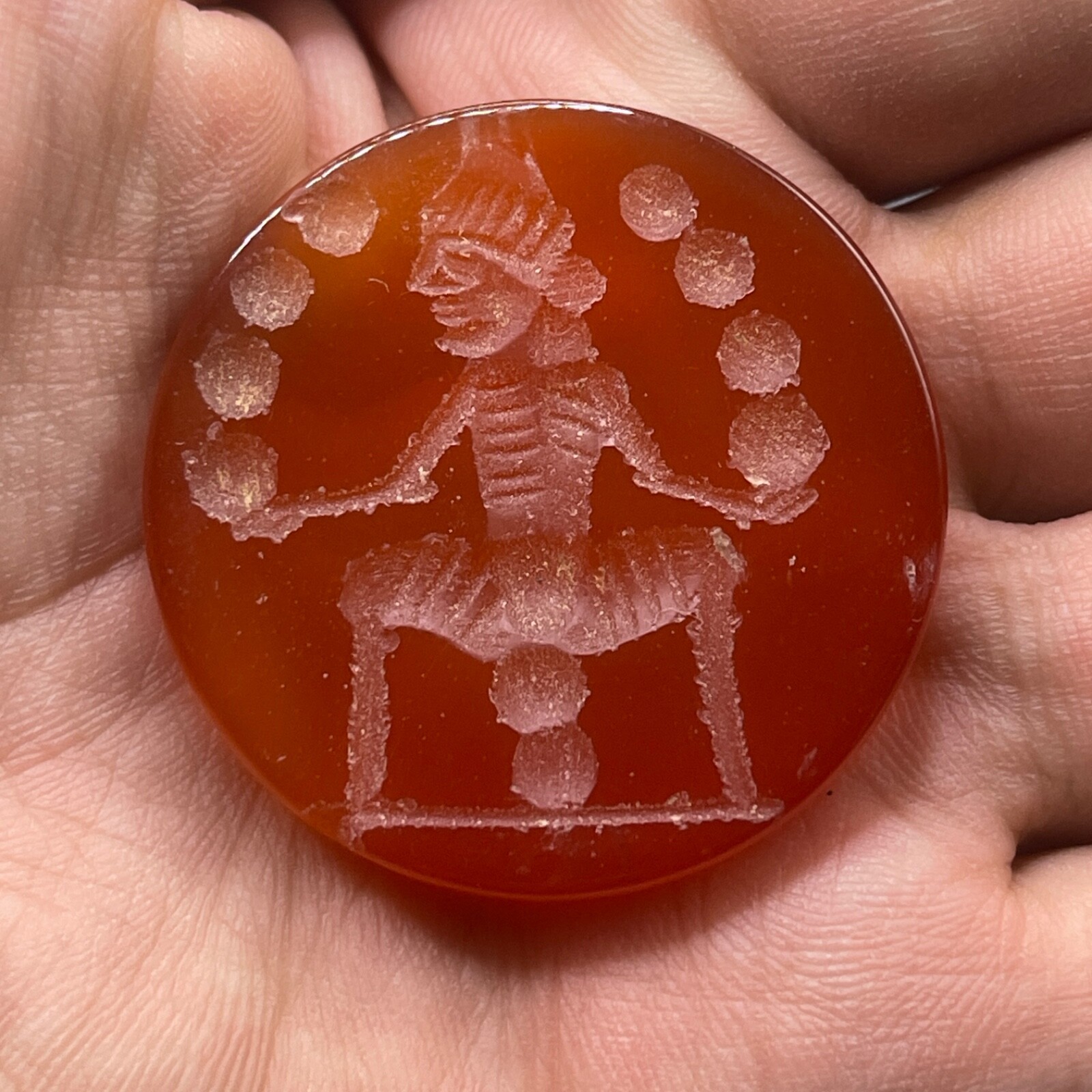 Near Eastern Natural Carnelian Agate Intaglio Old Seal Stamp Cabochon Amulet