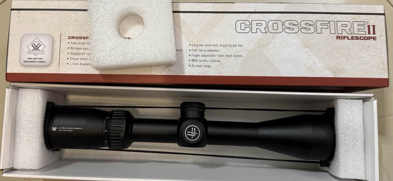 Vortex Crossfire II 3-9x40 Rifle Scope V-Plex Reticle CF2-31005