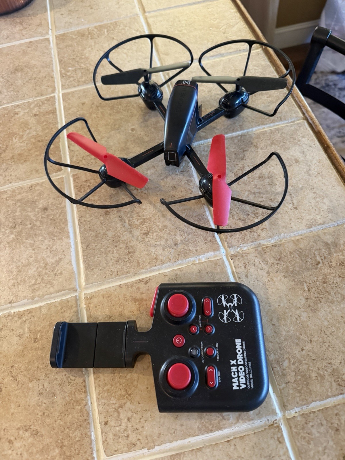 Sharper Image Mach X Video Drone RC Quadcopter With Camera Remote Black Red