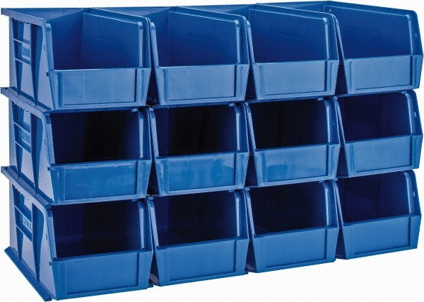 12 Pack Quantum Storage QUS230 Blue Stack & Hang Bin 5-1/2"W x 10-7/8"D x 5"H