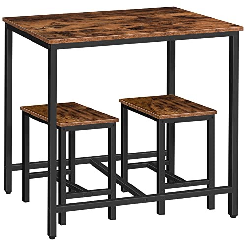 3-Piece Industrial Dining Table Set, Kitchen Table, Space Saving Dinette for