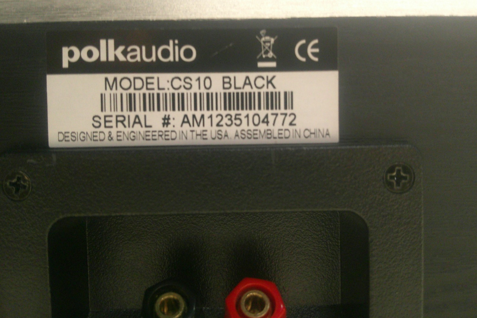PolkAudio CS10 Black Center Channel Speaker