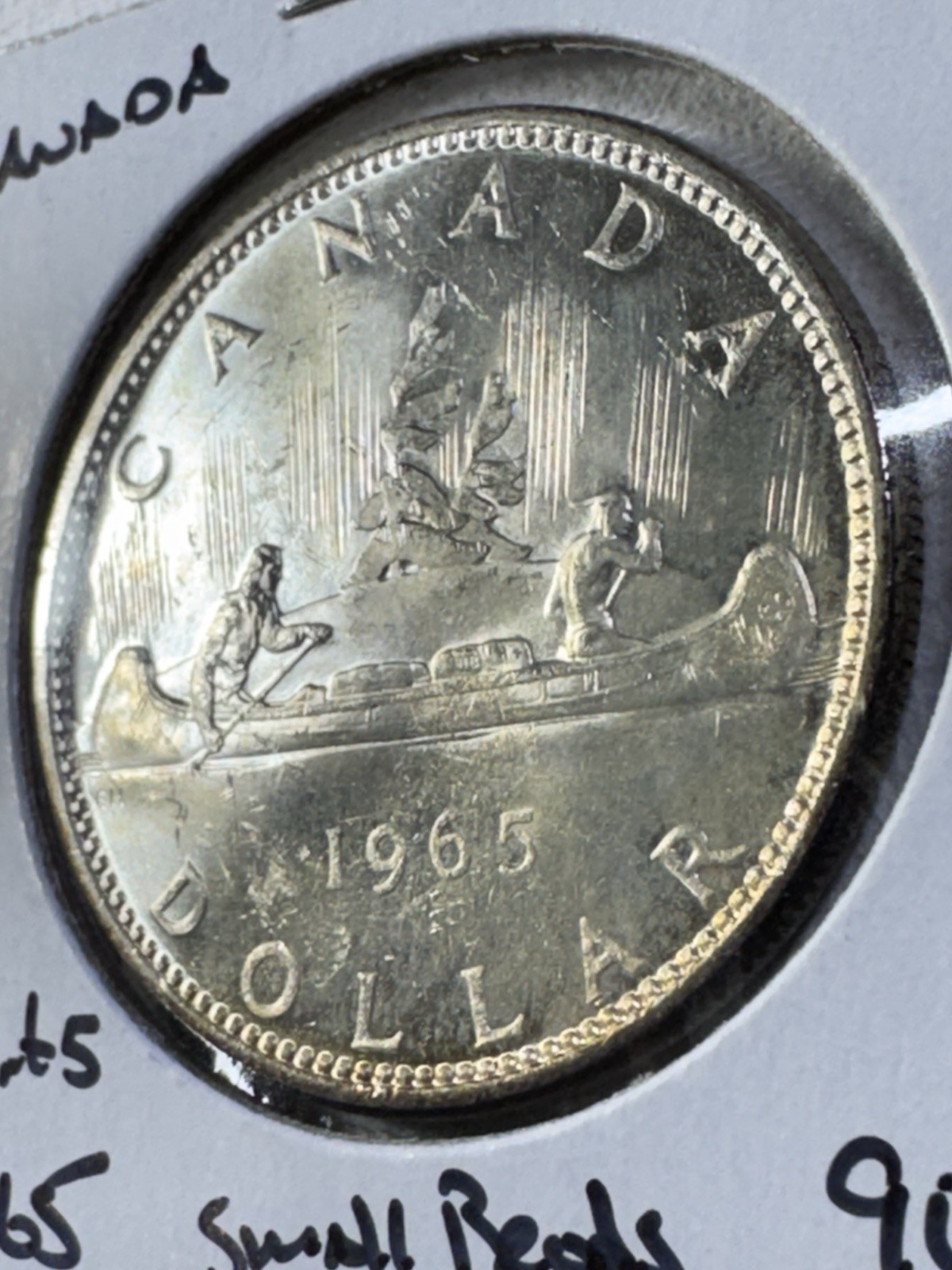1965 Canada $1 Silver Coin Blunt 5 Small Beads