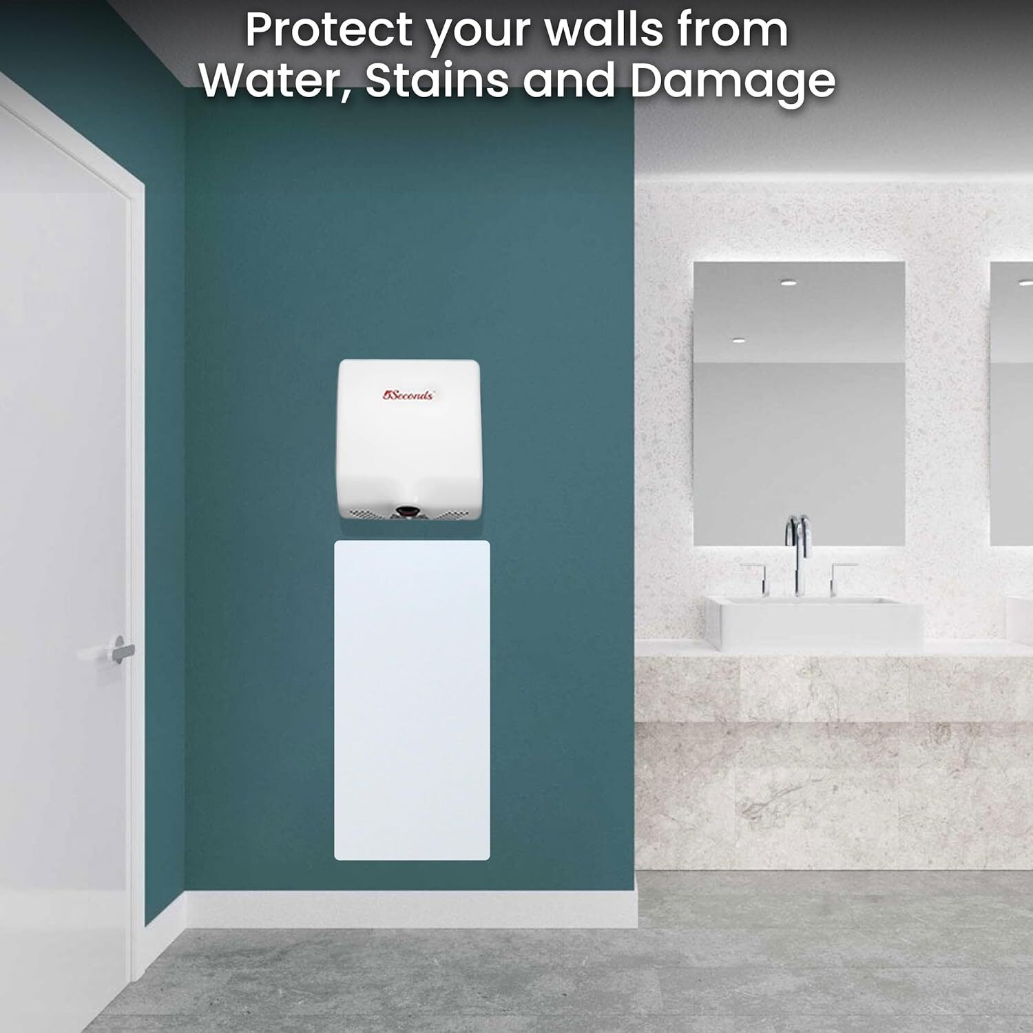 5seconds Double Sided Bathroom Hand Dryer Wall Splash Guard Aluminum Wall Guard