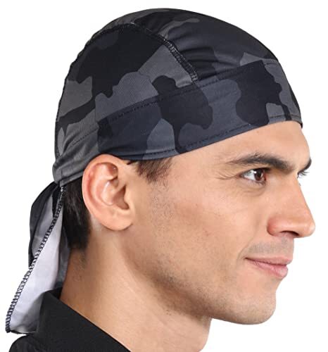 Men's Do Rag Skull Cap Under Helmet Cooling Liner Head Wrap for Motorcycle