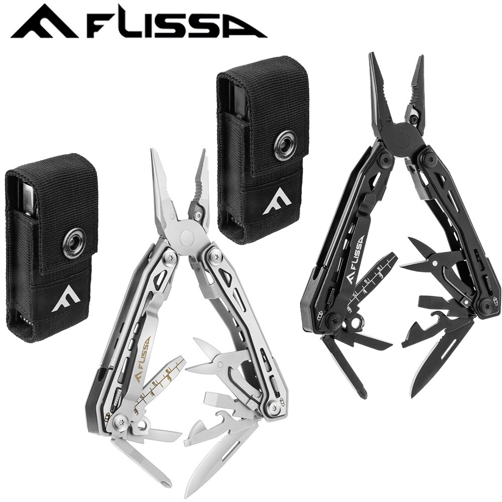 FLISSA 16-in-1 Stainless Steel Multi Tool Pliers EDC Multitool with Pocket Knife