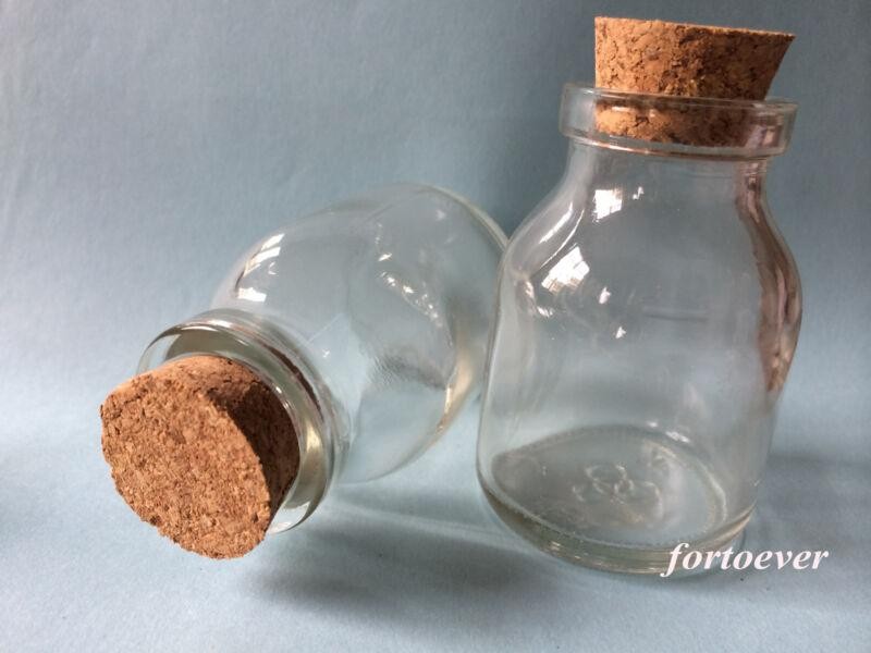 10pcs 50ml Empty Sample Vials Clear Glass Bottles with Corks Jars  68*32*22.5mm