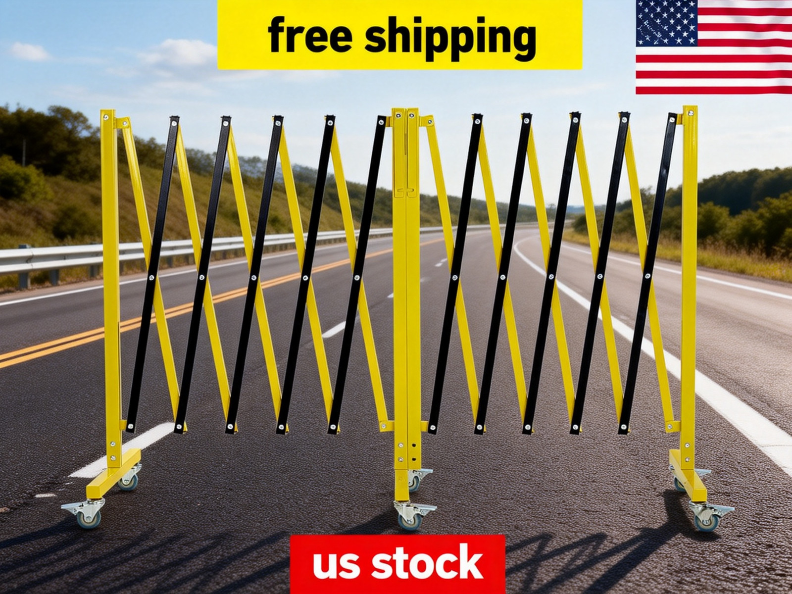 19.8Ft Barricade Retractable Fence | Heavy-Duty Alloy Frame & 360° Swivel Gate