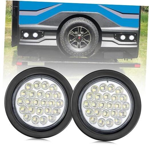 24LEDs Super Bright 4 Inch Round Reverse Back Up Trailer Lights 2PCS, 4"