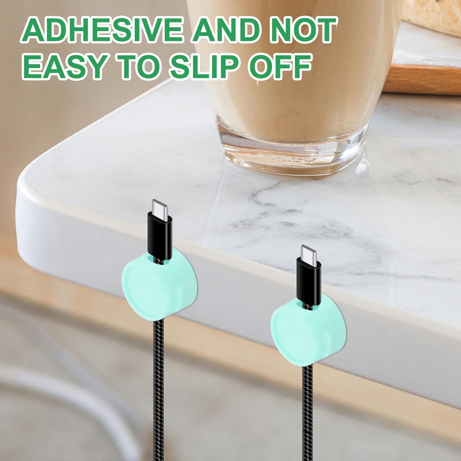 Cable Organizer Holder, 3 Pcs Magnetic Spring Desk Cable Management, Blue