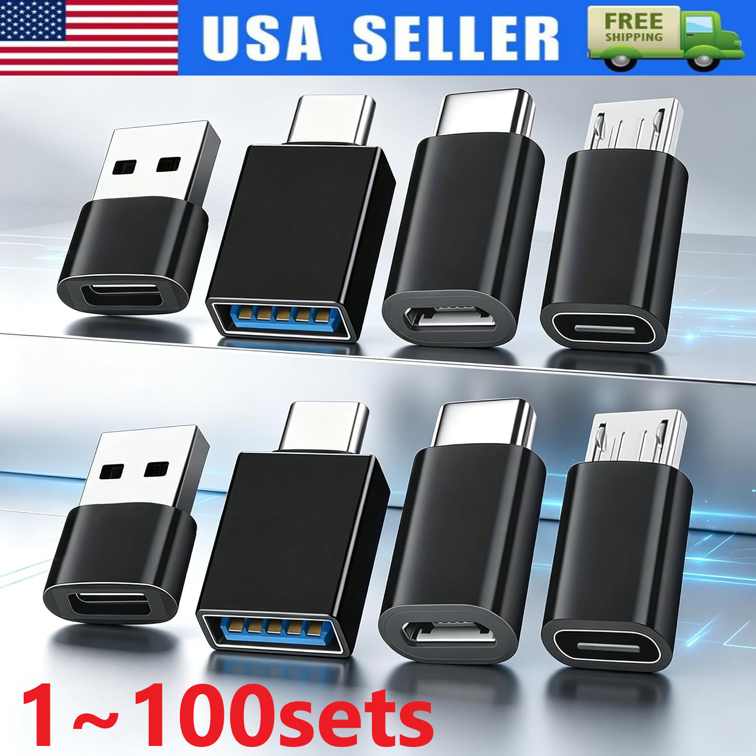 4-Pack USB3.0 Type C Female to USB Male Adapter OTG Micro USB to C Converter LOT