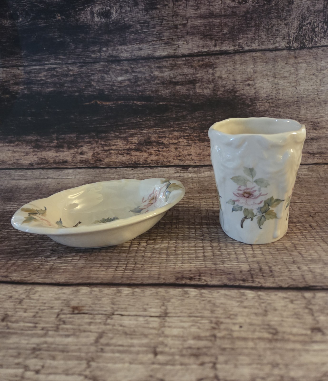 Vintage Kernewek Ceramic Soap Dish Bathroom Cup Cornwall England