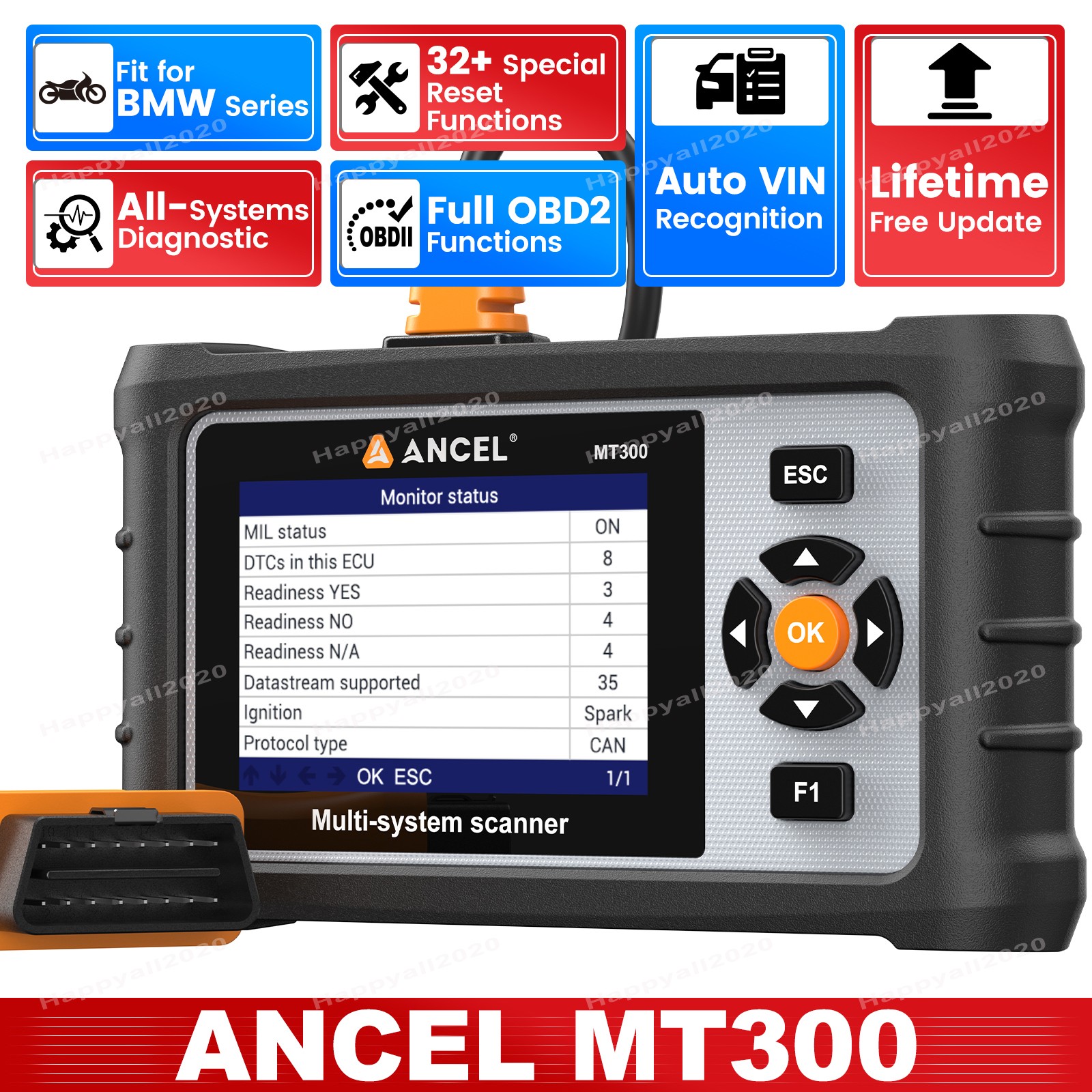 ANCEL MT310 Motorcycle Scanner OBD2 Diagnostic Tool Lifetime Free Update For KTM