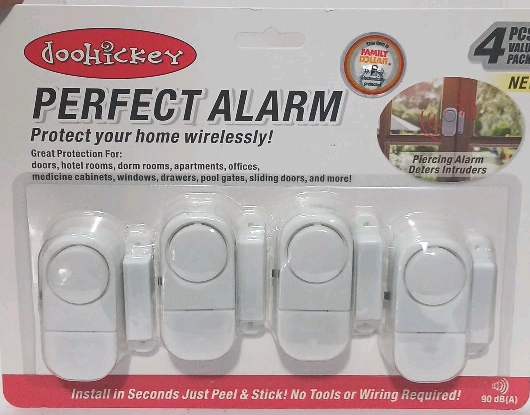 Perfect Localized Alarm by dooHickey 4 Pack On/Off Switch 90 dB Peel & Stick