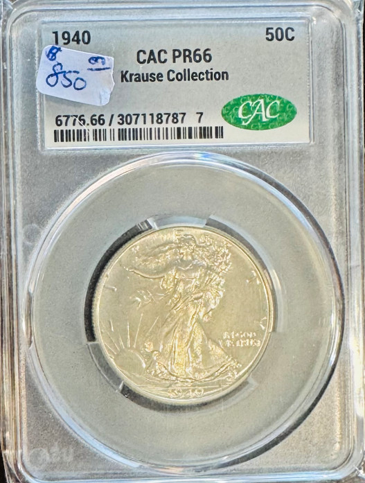 1940 50C Walking Liberty Half Dollar, CAC PR66 Proof-Krause Collection