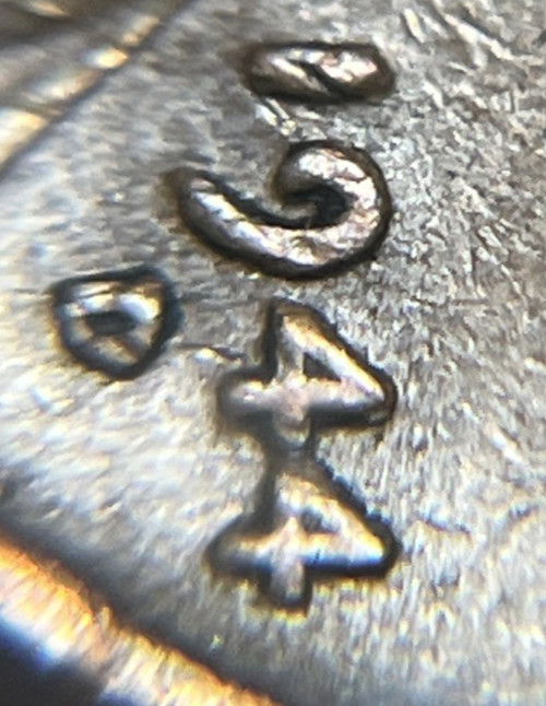 1944 D Wheat Penny Error 4 Touching 4 Date Error