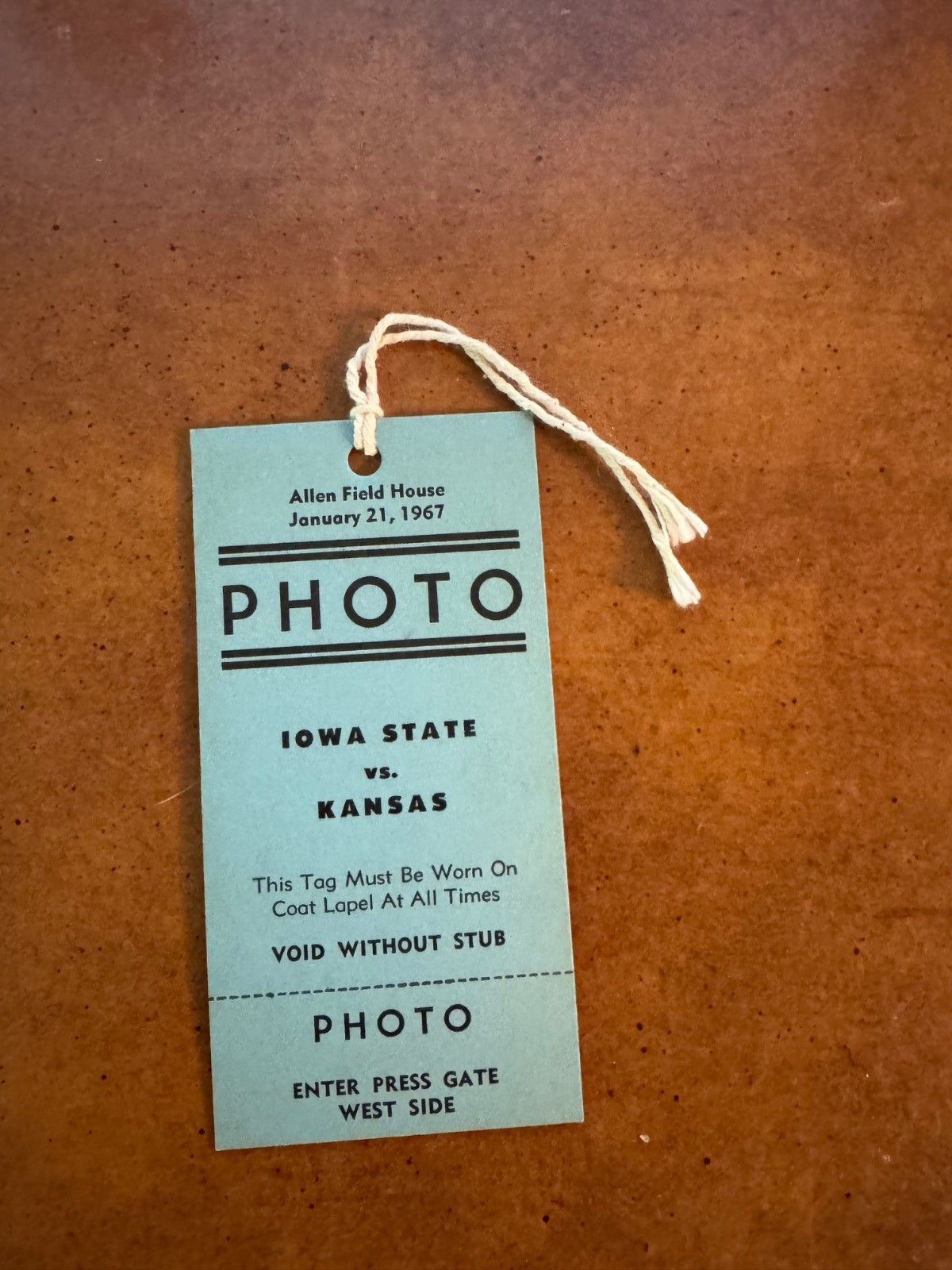 1967 Kansas Jayhawks Iowa State Cyclones Full Basketball Ticket Photo Pass Franz