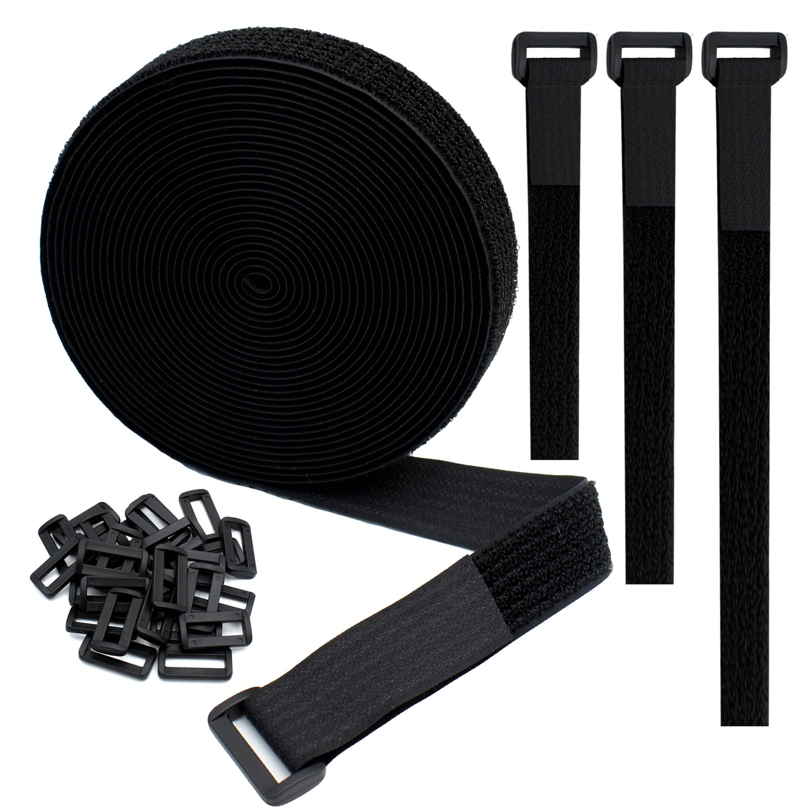 20Ft Hook and Loop Straps Reusable Cable Ties Cinch Straps with Buckles