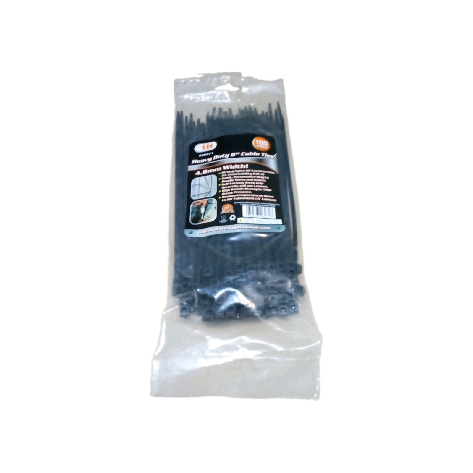 Heavy Duty 8"Cable Ties 100 Piece- Black