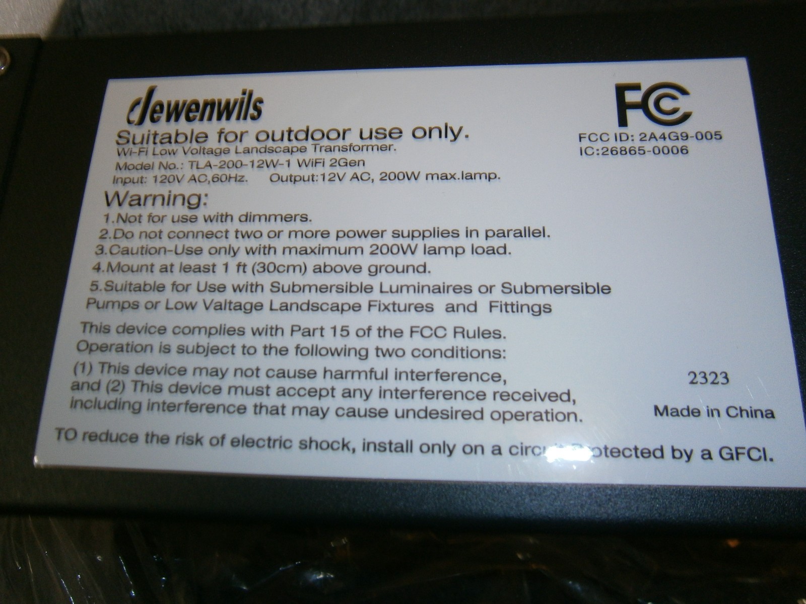 DEWENWILS WI-FI LOW VOLTAGE TRANSFORMER