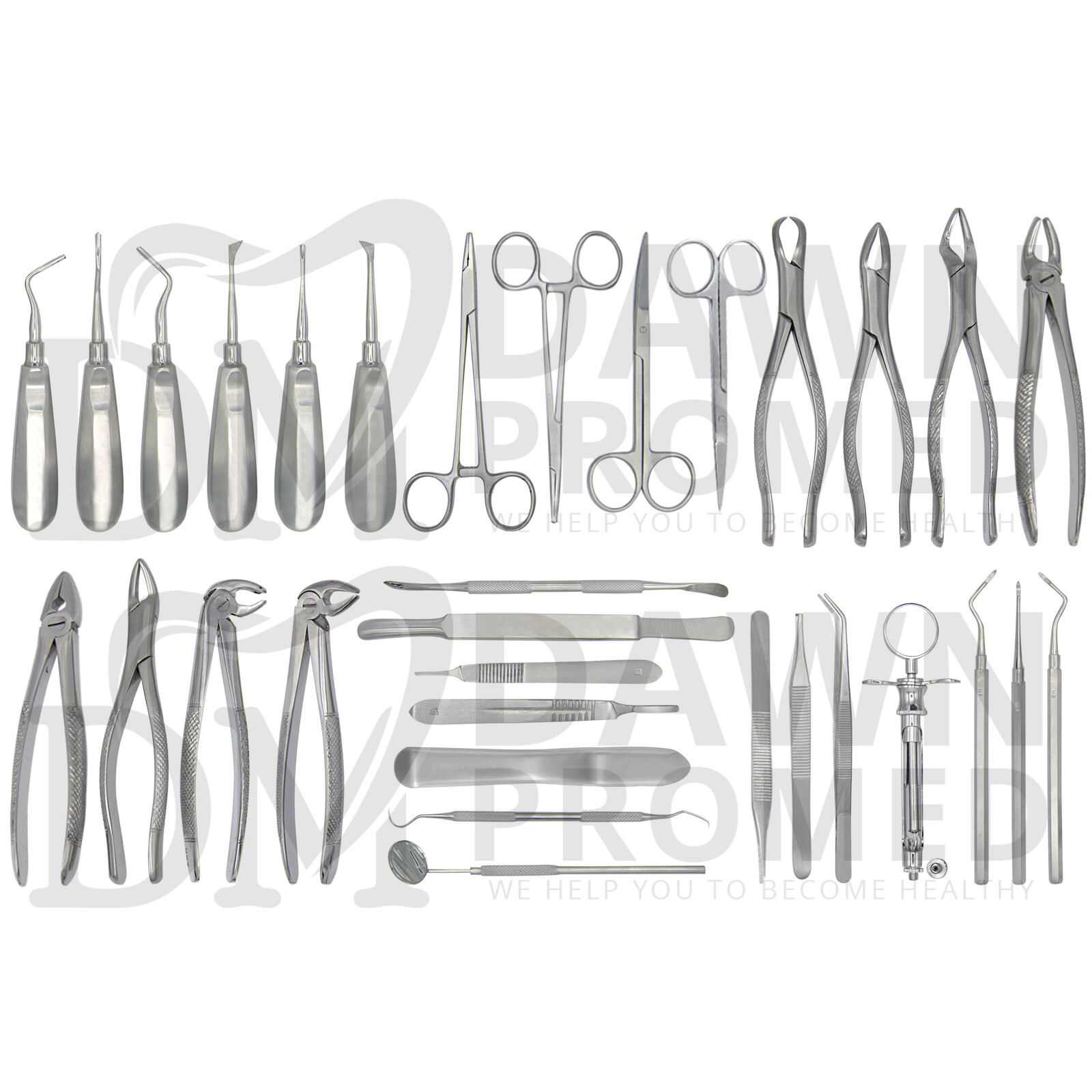 32 Pcs Oral Dental Extraction Surgery Extracting Elevators Forceps German Grade