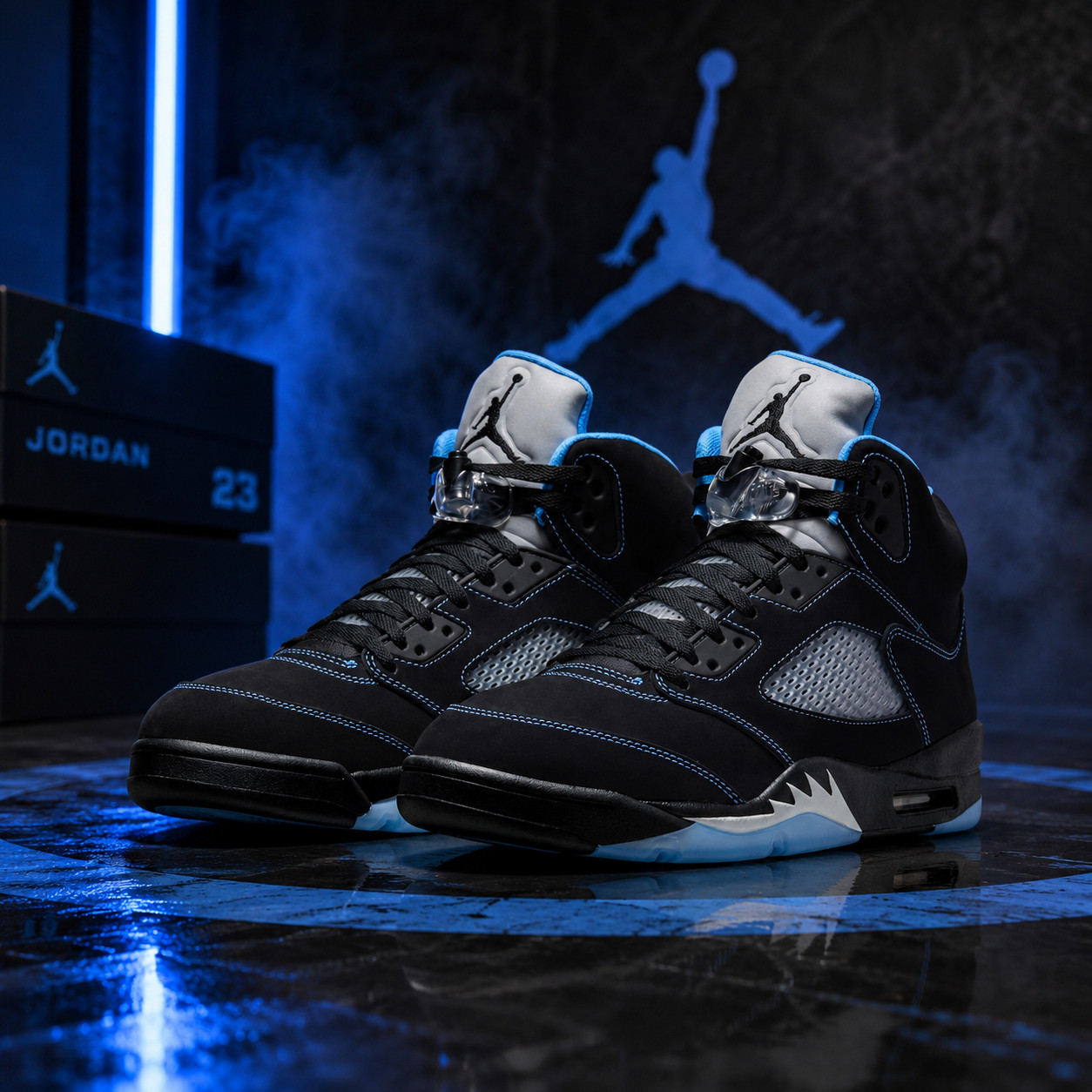 Men's Jordan 5 Retro Black/University Blue (2026) Size US 7-12