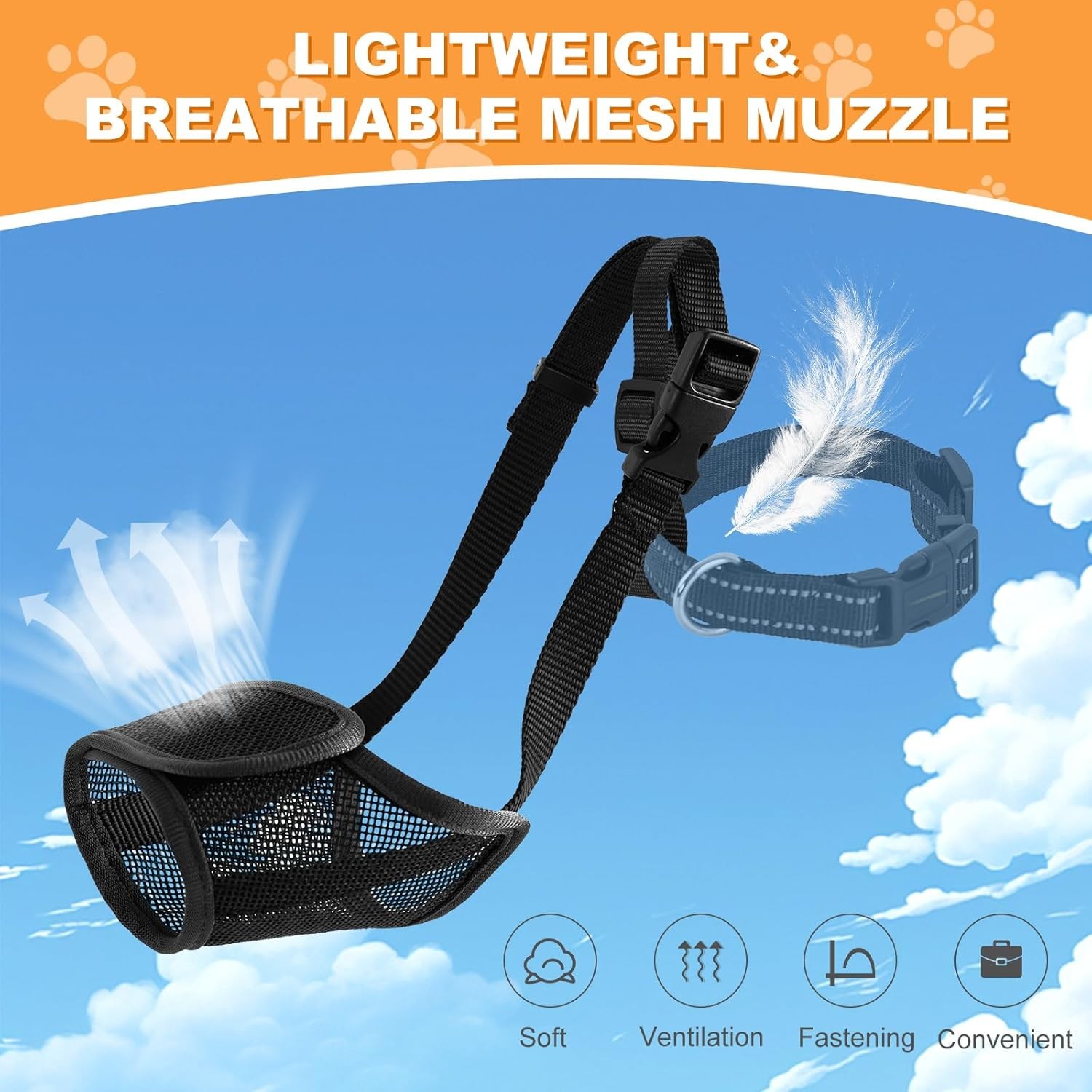 Dog Muzzle Soft Nylon Air Mesh Breathable Drinkable Anti-Bite Adjustable