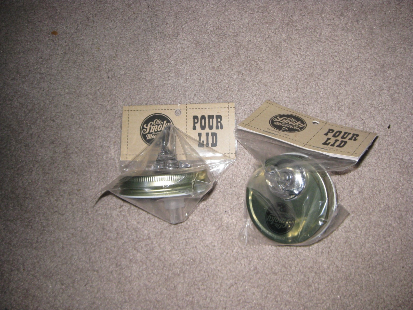 Lot of 2 New Ole Smokey Moonshine Pour Lids For Mason Ball