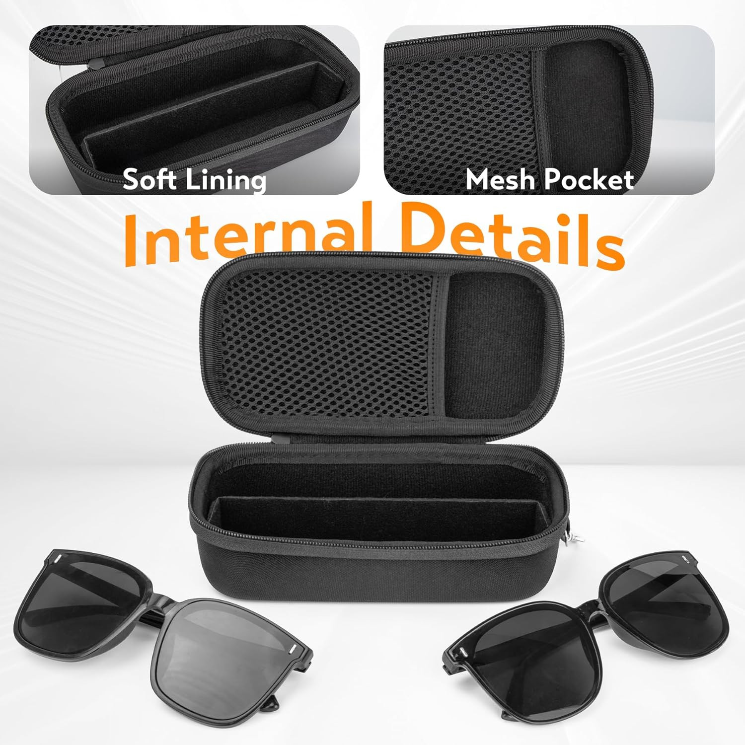 Double Eyeglasses Case, Hard Shell Dual Glasses Case Sunglasses Organizer for M