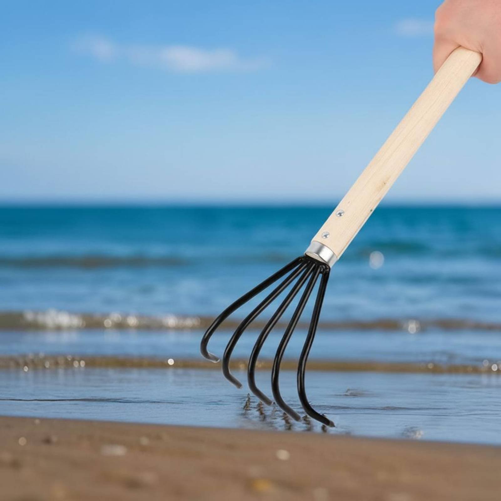 5-Prong Rake Five Tines Seafood Digging Rake Multi-Use for Beach