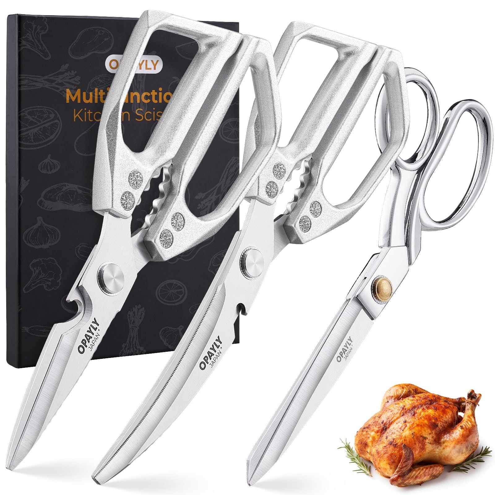 3PCS Heavy Duty Kitchen Scissors Set All Purpose - Stainless Steel Scissors M...
