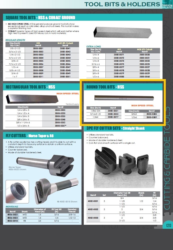 1/8 X 2-3/4" HIGH SPEED STEEL ROUND TOOL BIT (2000-0331)