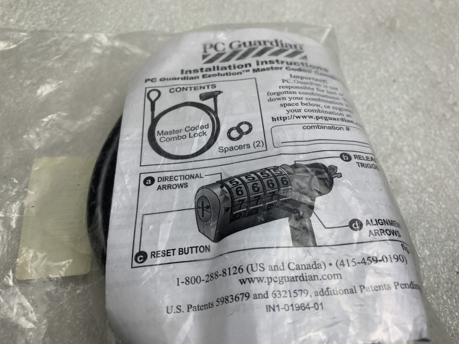 New PC Guardian Ezolution Master Codd Combo Laptop Cable Lock #2291-75 Sealed