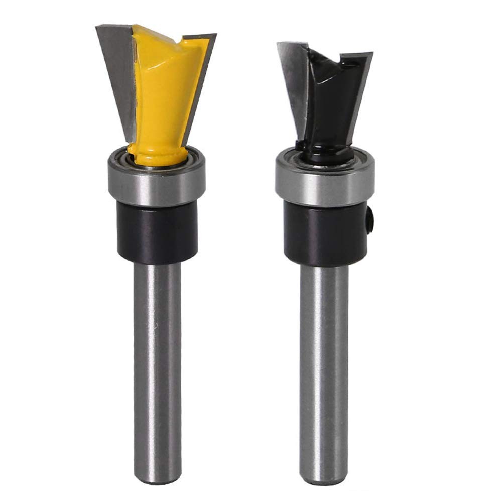 Yakamoz 2Pcs 1/4 Inch Shank Dovetail Joint Router Bits with 1/4" x 1/2"