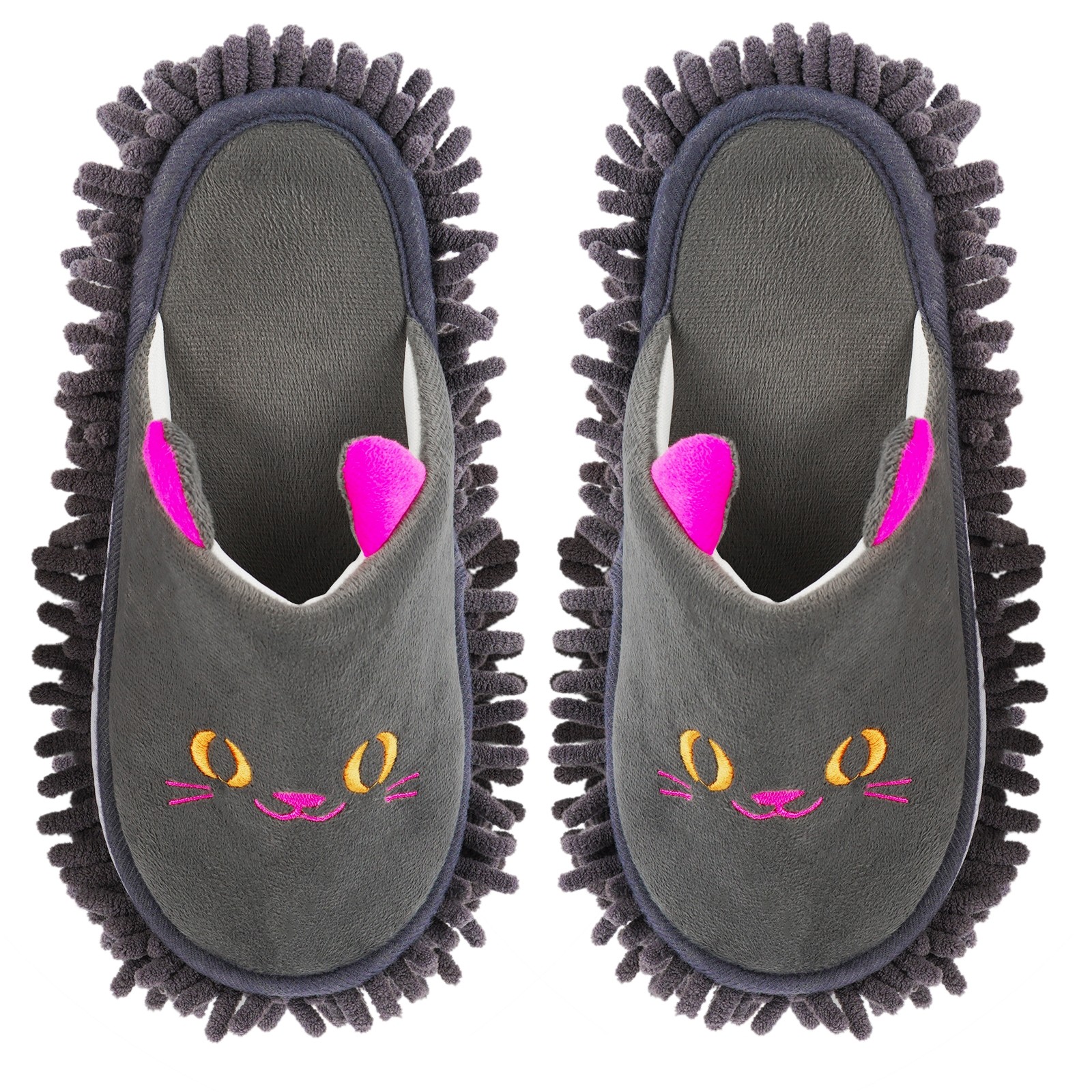 Cartoon Dog Mop Slippers Microfiber Clean Dusting Slippers Dark Gray