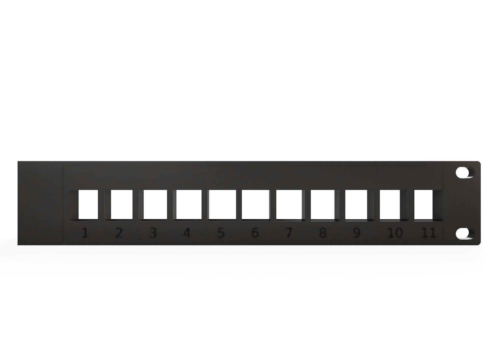 19" Rack Mount Half Width Patch Panel - 11 Keystone, 1U (Modular)