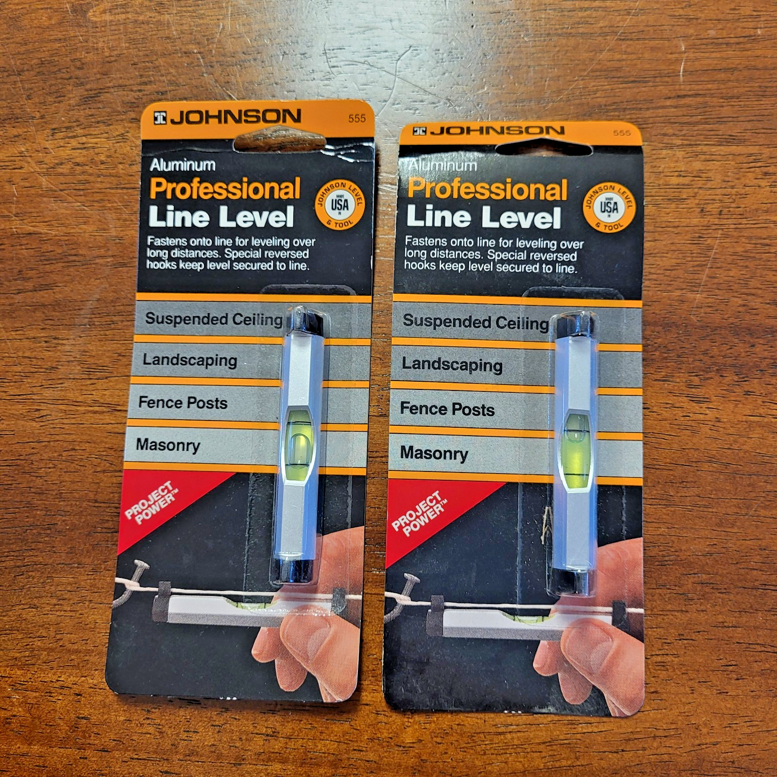 Johnson 555 Aluminum Silver 1-Vial Line/Surface Level 3 L in. LOT OF TWO  NEW