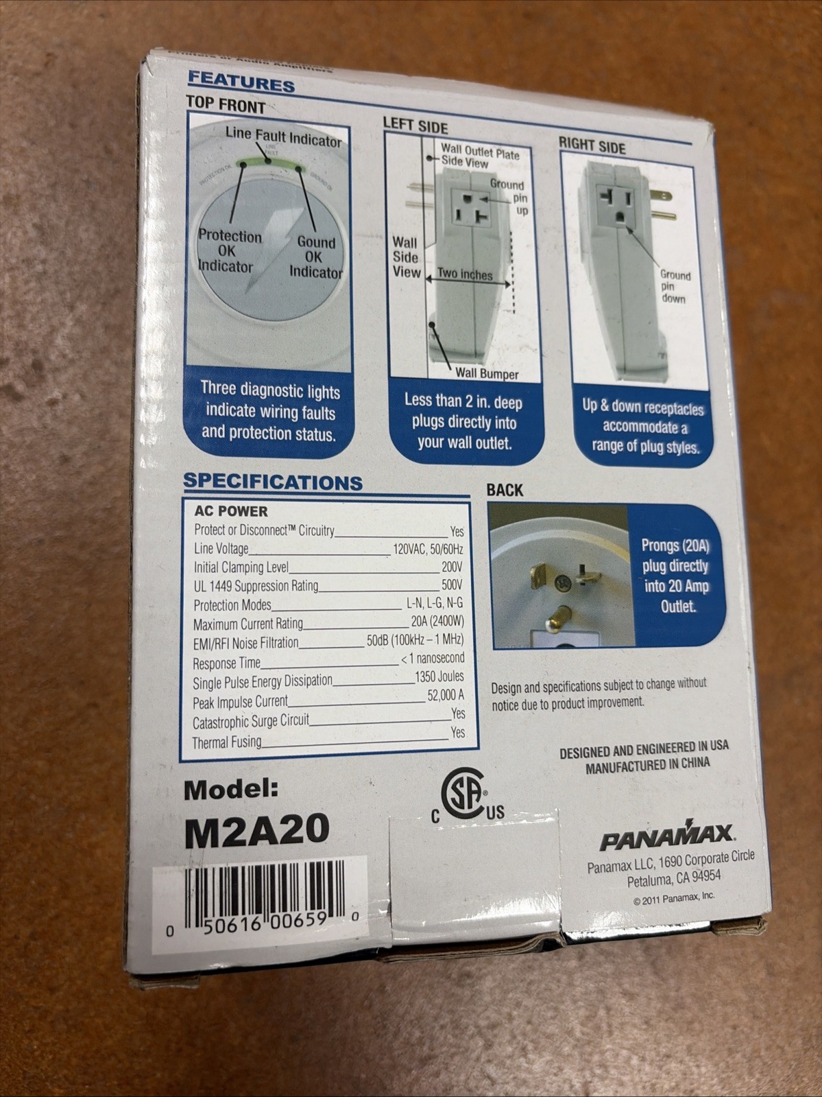 ✨ NEW Panamax M2A20 20-Amp High Current Surge Protector - 2 Outlets - 1350 Joule