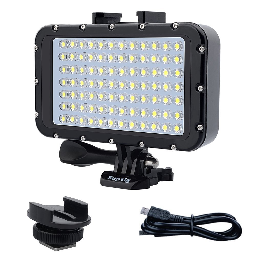 Suptig Underwater Lights Dive Light 84 LED High Power Dimmable black