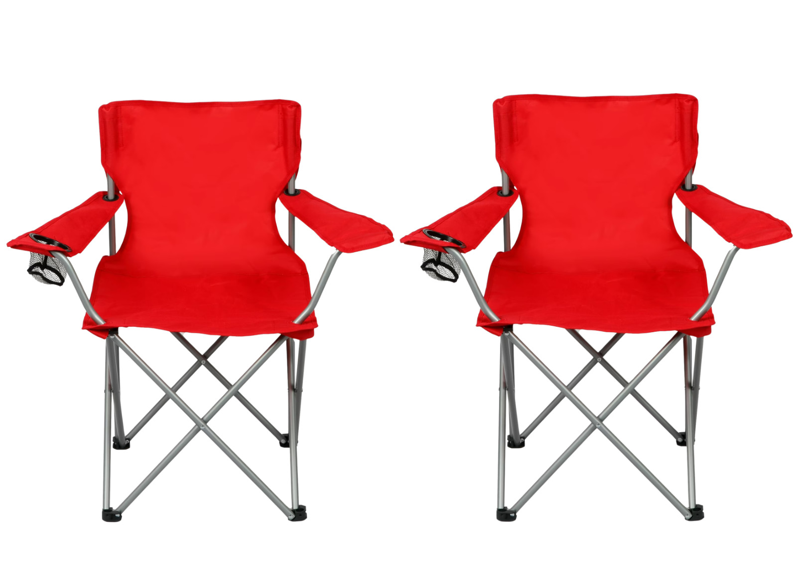 Ozark Trail Basic Quad Folding Camp Chair with Cup Holder, Bright Red , Adult